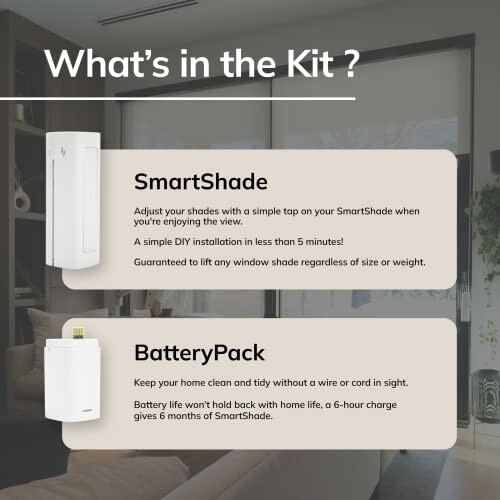 SmartShade kit contents description with SmartShade and BatteryPack.
